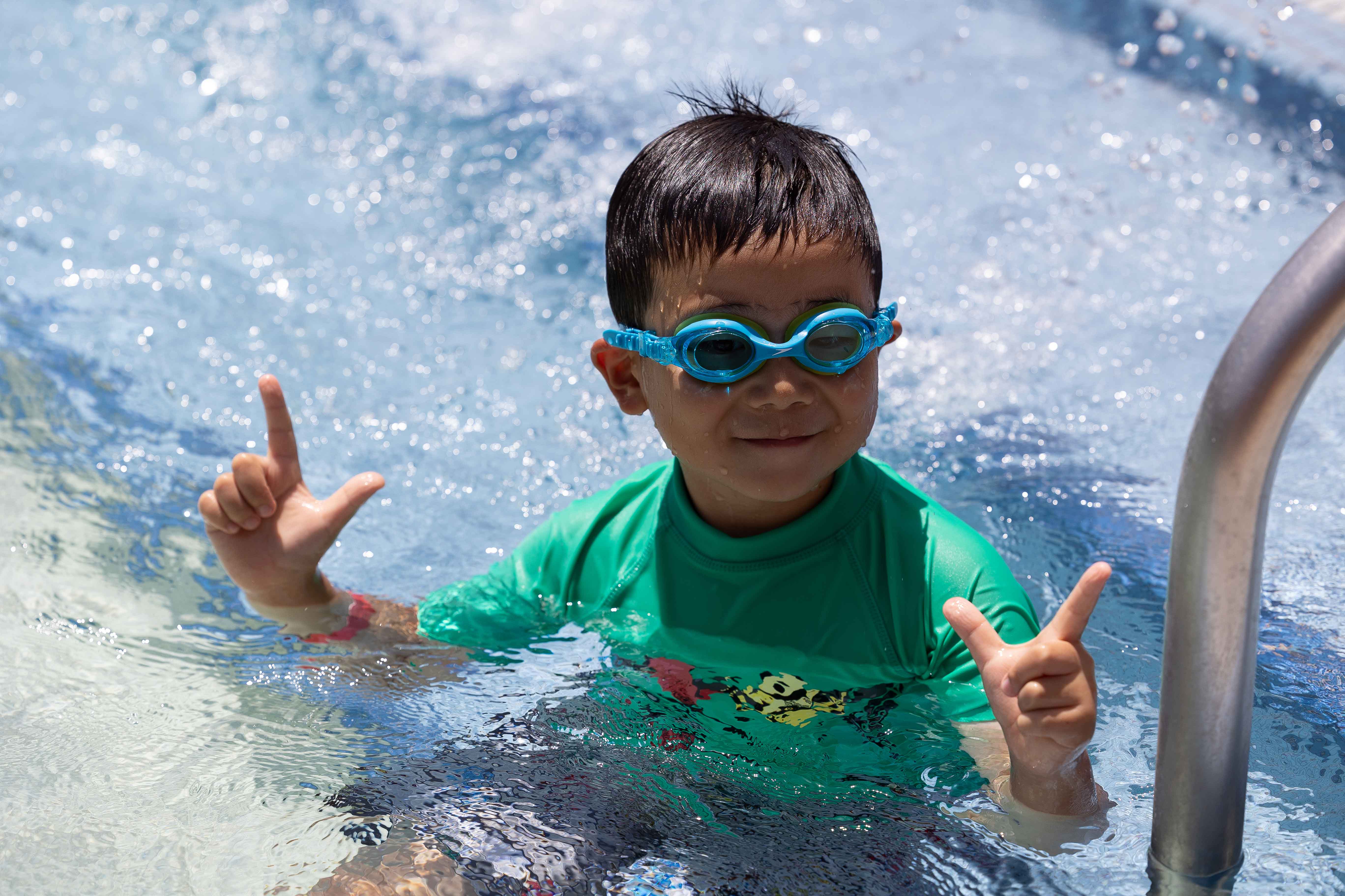 Camp Colvin Camper in pool